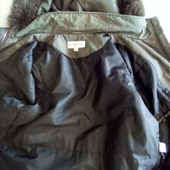 Pendleton Parka with Real Fox Fur Hood Trim Women's Size L Bust 48" ( Doubled) - Picture 7 of 8